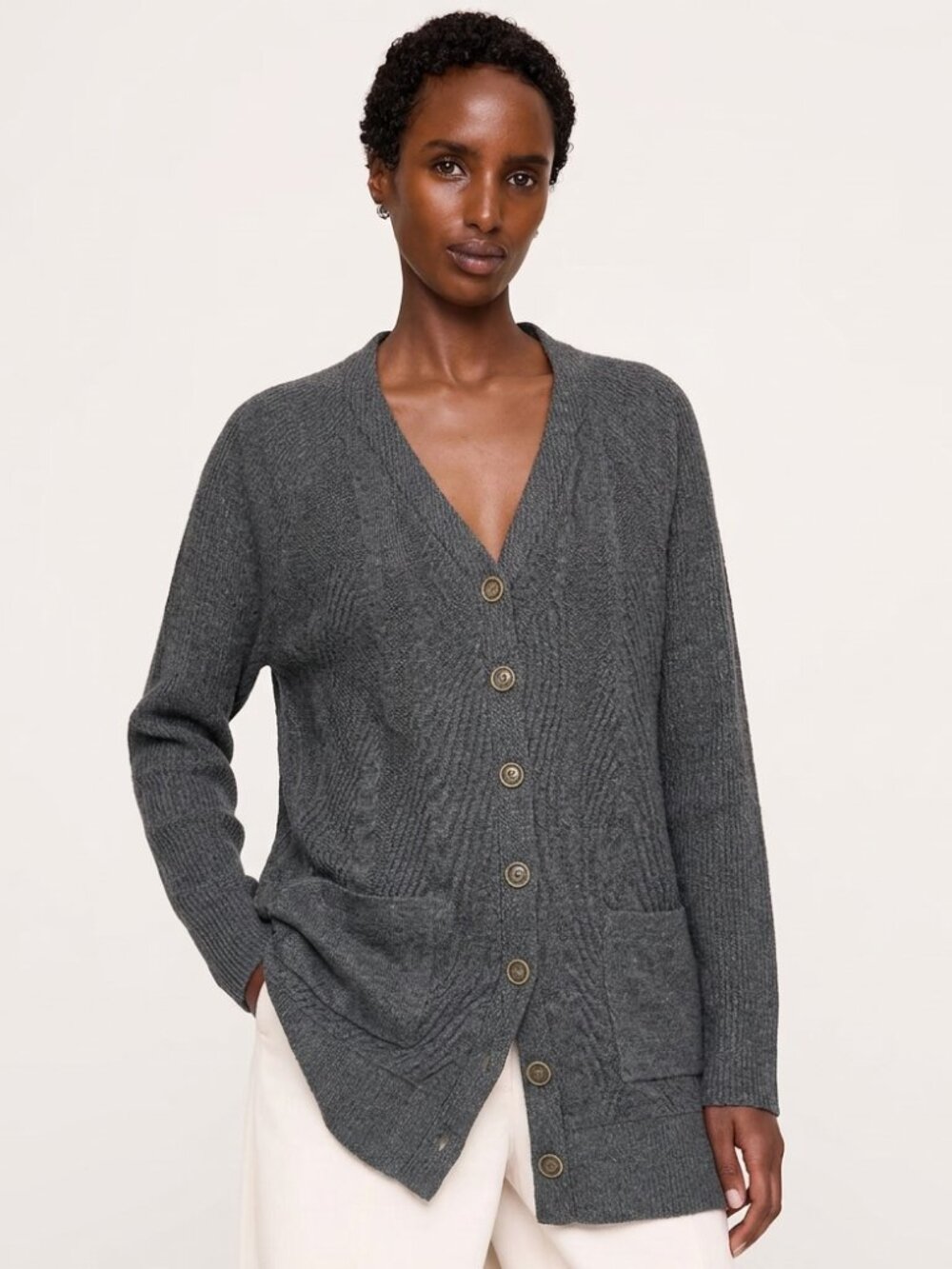 Banana Republic longline cardigan sweater Charcoal Grey Large